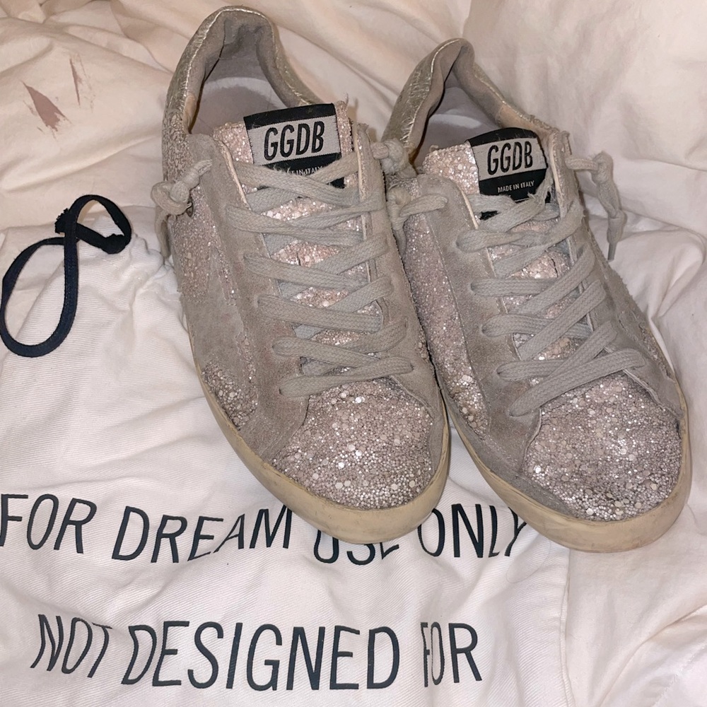 Golden goose superstar grey glitter sneakers
